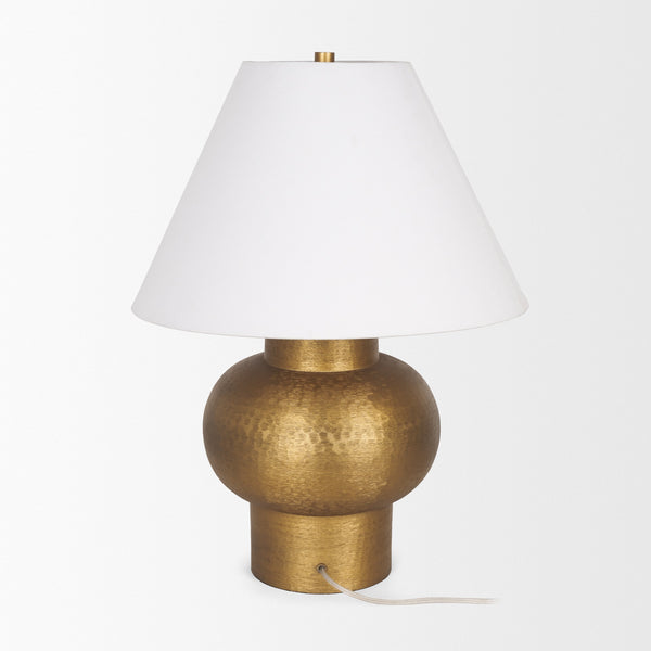 Salaah Antique Gold Brushed Metal w/ Cream Shade Table Lamp