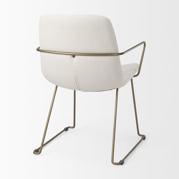 Sawyer Cream Fabric Wrap Gold Metal Frame Dining Chair