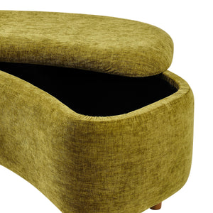 Leony Chenille Storage Bench, Seneca Olive 