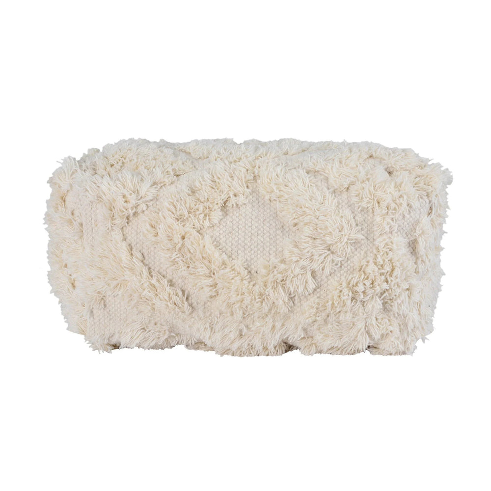 Classic Home Luma Artisan-Inspired Pouf - Ivory