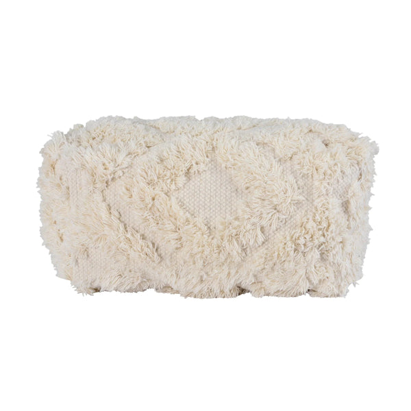 Classic Home Luma Artisan-Inspired Pouf - Ivory
