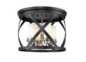Malcalester 4 Light Flush Mount in Matte Black + Brushed Nickel Finish