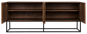Lanon Dark Walnut Sideboard on Matte Black Industrial Steel Base