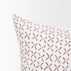 Jayden Cream w/ Merlot Print Linen Lumbar Decorative Pillow Cover