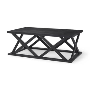 Forsey 48.0L x 28.0W x 17.5H Black Wood Rectangular Coffee Table