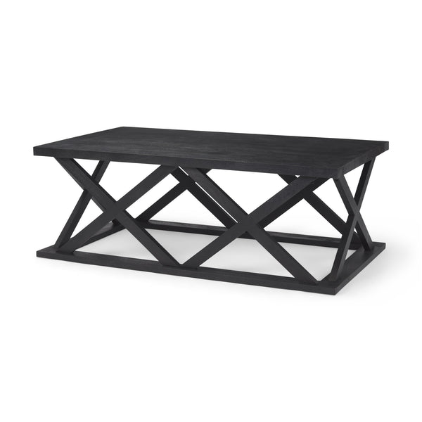 Forsey 48.0L x 28.0W x 17.5H Black Wood Rectangular Coffee Table