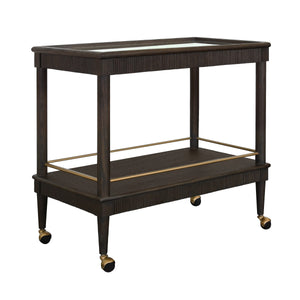 CLASSIC BAR CART WITH FLUTED DETAIL IN ESPRESSO OAK