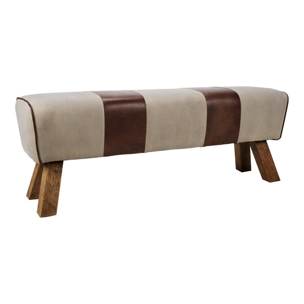Moe's Pommel Leather & Canvas Bench 18" High
