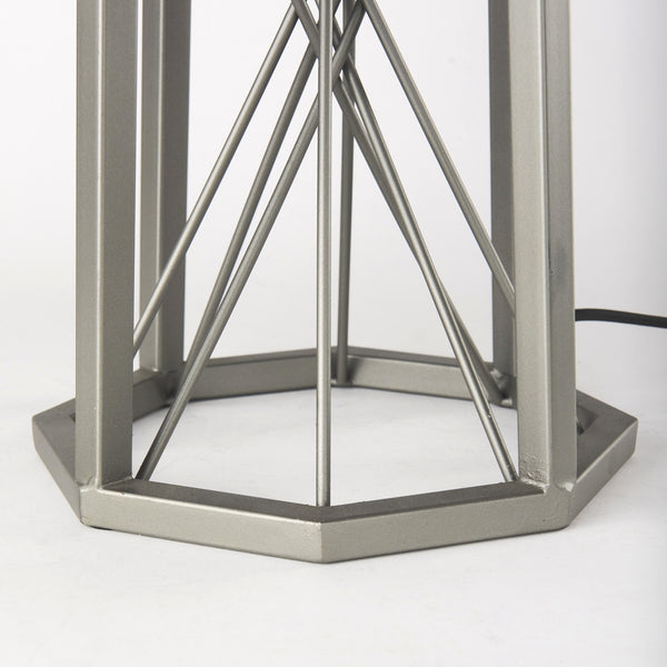 Raen (28.5"H) Gray Metal Octagonal Base w/Beige Shade Table Lamp