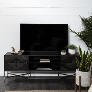 Hogarth I Dark Brown Solid Wood TV Stand Media Console with Storage, TV up to 81"