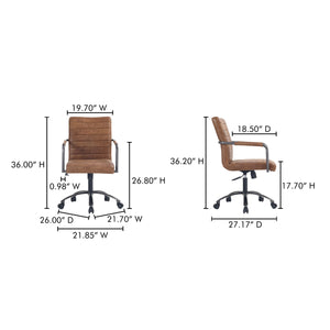 Moe's Roy Office Chair in Brown Leather