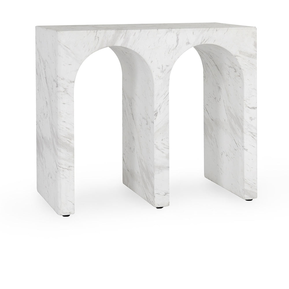 Marmo Outdoor Rectangle End Table - Ivory/Gray