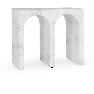 Marmo Outdoor Rectangle End Table - Ivory/Gray