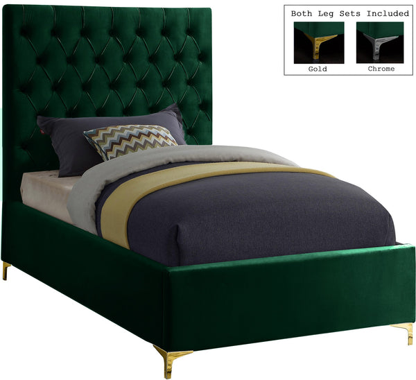 Robin Twin Bed In Green Velvet