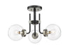 Parsons 3 Light Semi Flush Mount in Matte Black + Brushed Nickel Finish