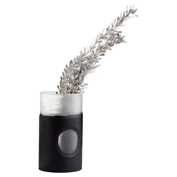 Medium Ominous Frost Vase in Clear and Black
