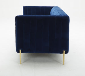 Lamar Love Seat in Blue Fabric