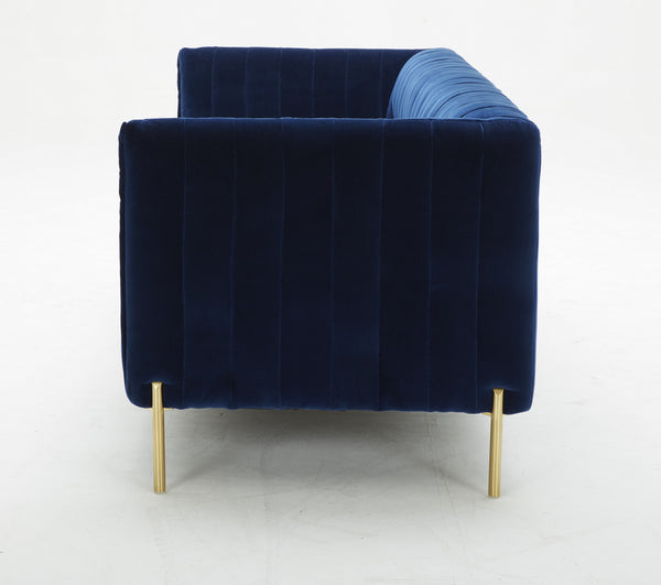 Lamar Love Seat in Blue Fabric