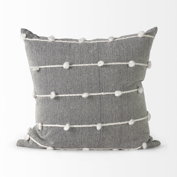 Linda 20 x 20 Navy And Cream With White Detail Decorative Pillow Cover