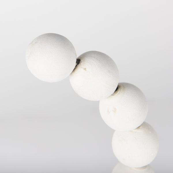 Pontchartrain I (Small) 9L x 5W White Beaded Broken Sphere Decorative Object W/ Gold Base