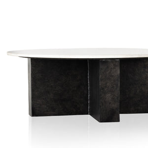 Terrell Round Coffee Table In Plsh White