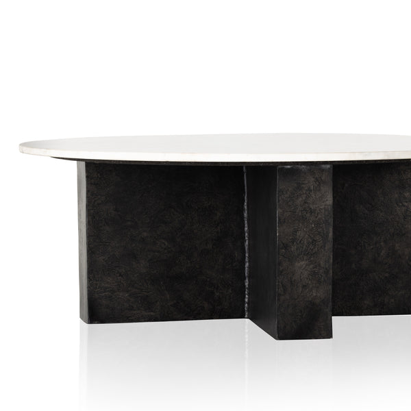 Terrell Round Coffee Table In Plsh White