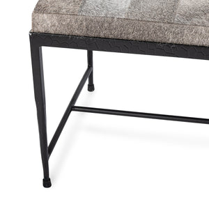 Achen Hide Bench 60" Sparrow Gray with Iron Frame
