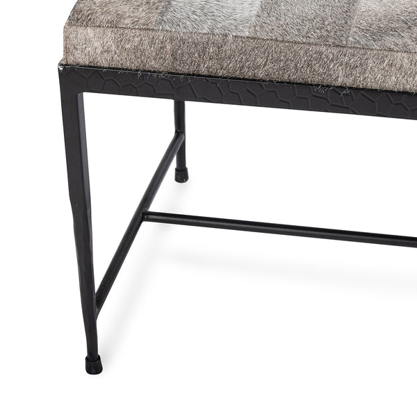Achen Hide Bench 60" Sparrow Gray with Iron Frame