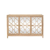 THREE DOOR DECORATIVE MIRROR FRONT BUFFET IN NATURAL RATTAN