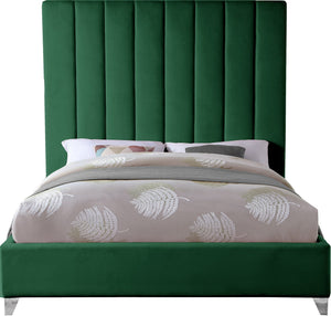 Glenda Full Bed In Green Velvet