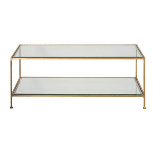 GOLD LEAF RECTANGULAR COFFEE TABLE W BEVELED GLASS