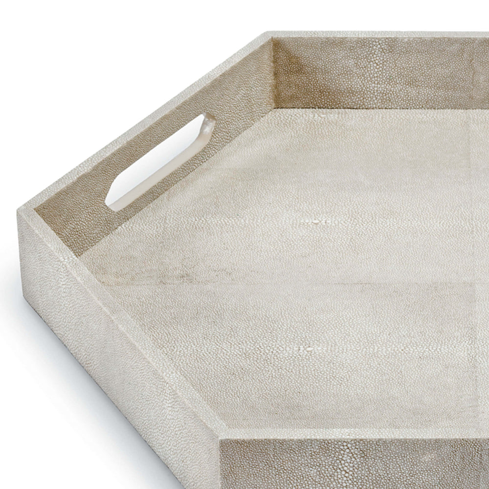 Shagreen Hex Tray In Ivory Grey