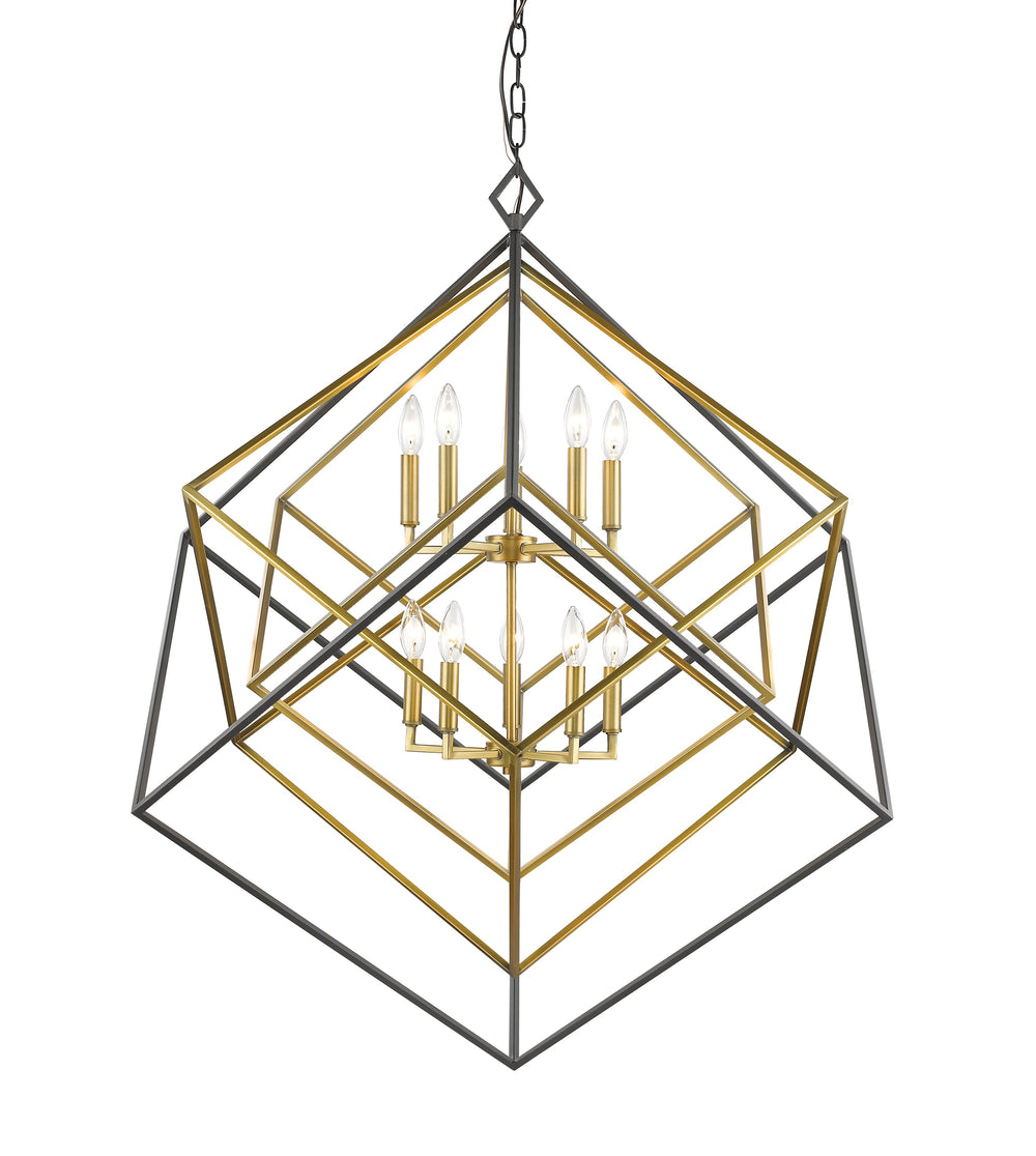 Euclid 10 Light Chandelier in Olde Brass + Bronze Finish