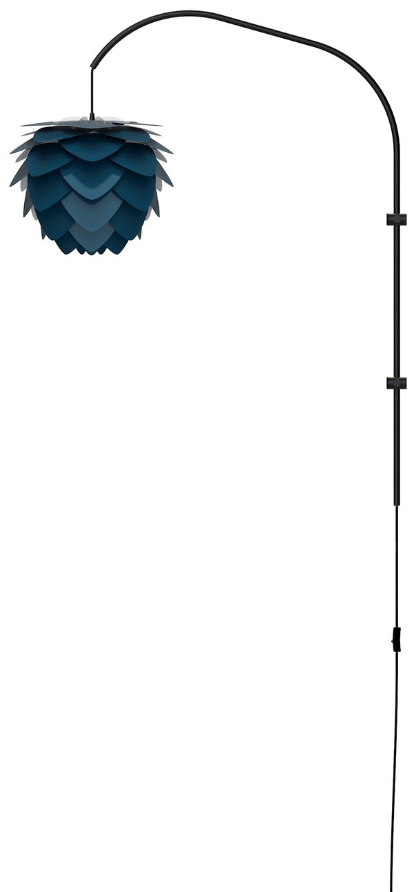 Aluvia Mini 1-Light Wall Lamp in Petrol with Black Wall Hanger