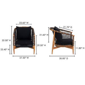 Moe's Kuna Outdoor Lounge Chair in Black