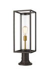 Dunbroch 1 Light Outdoor Pier Mounted Fixture in Deep Bronze + Outdoor Brass Finish