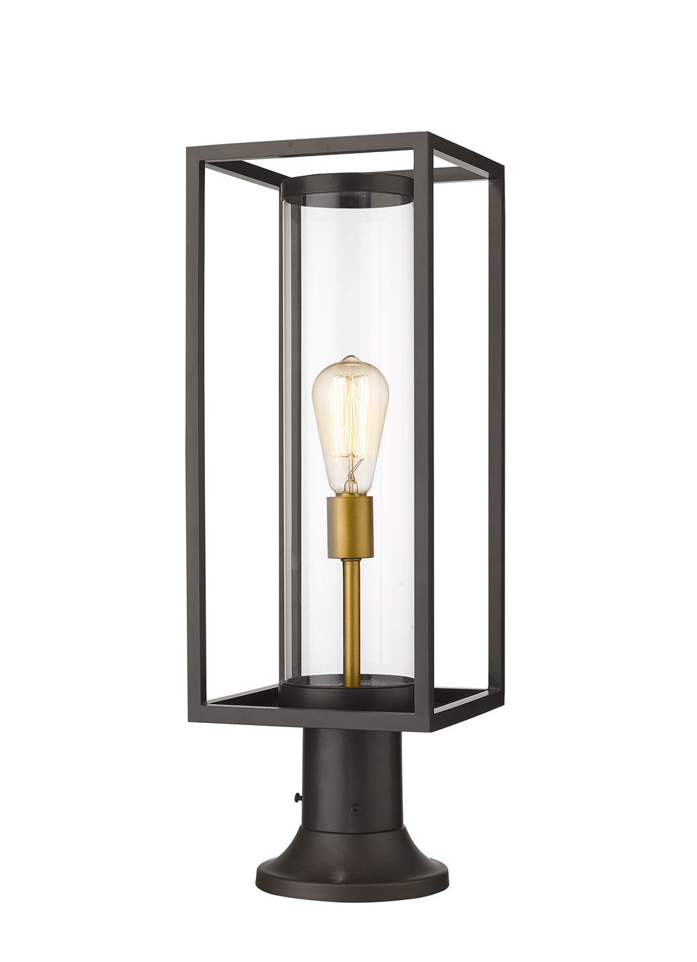 Dunbroch 1 Light Outdoor Pier Mounted Fixture in Deep Bronze + Outdoor Brass Finish