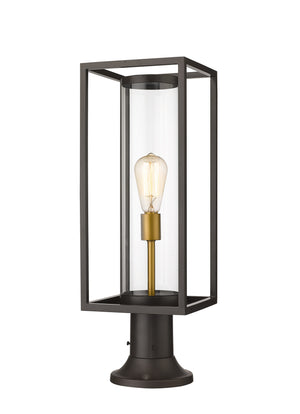 Dunbroch 1 Light Outdoor Pier Mounted Fixture in Deep Bronze + Outdoor Brass Finish