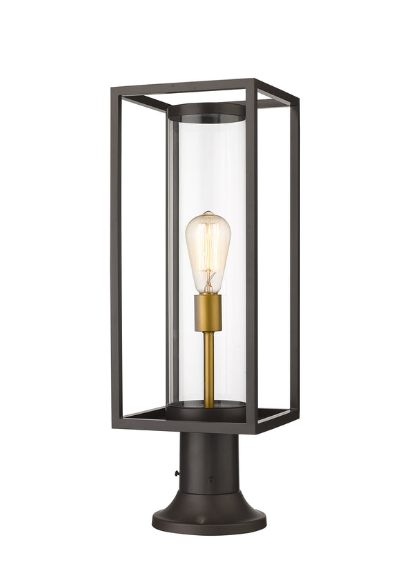 Dunbroch 1 Light Outdoor Pier Mounted Fixture in Deep Bronze + Outdoor Brass Finish
