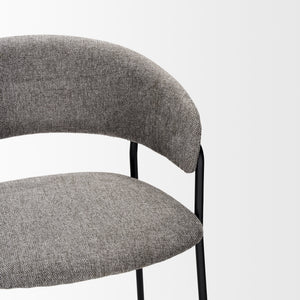 Carolyn Bar Stool w/ Gray Fabric & Matte Black Metal
