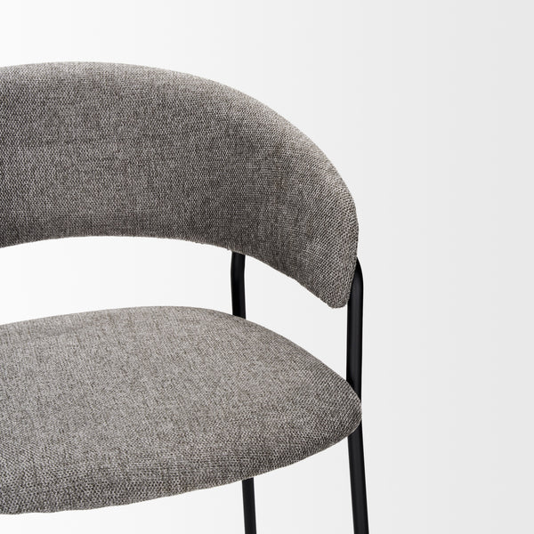 Carolyn Bar Stool w/ Gray Fabric & Matte Black Metal