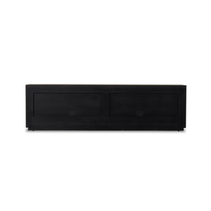 Abaso Media Console In Ebony Rustic Wormwd