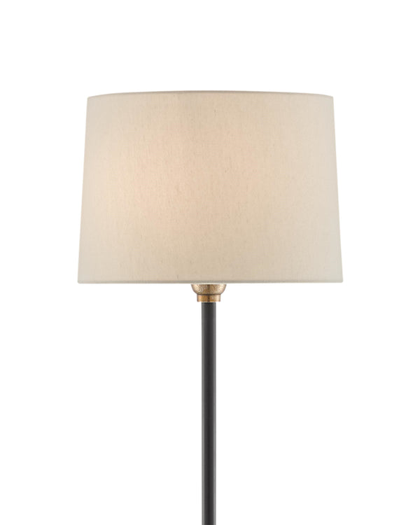 Keeler Floor Lamp In Antique Brass & Black