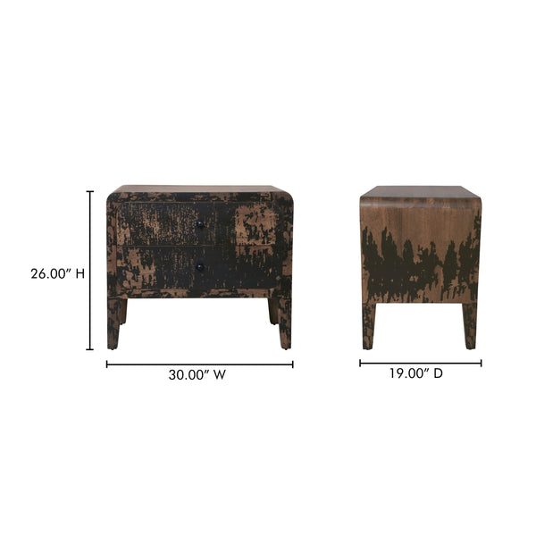 Iris Nightstand in Distressed Black Mango Wood