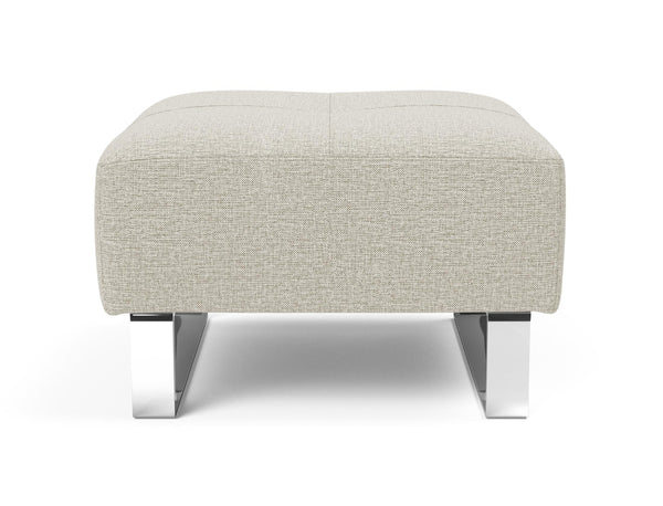 DELUXE EXCESS OTTOMAN in MIXED DANCE NATURAL FABRIC WITH Chrome legs 527