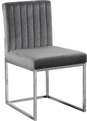 Joanna Dining Chair In Grey Velvet and Chrome