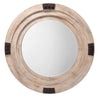 Foreman Wood Round Wall Mirror, White Washed