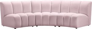Lynda 3pc. Modular Sectional In Pink Velvet