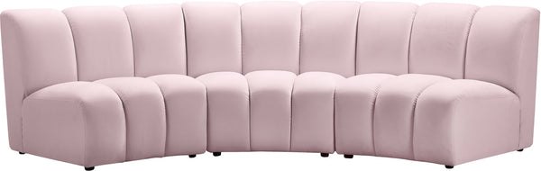 Lynda 3pc. Modular Sectional In Pink Velvet