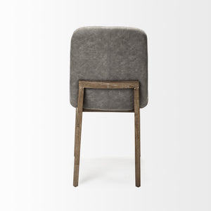 David Grey Fabric Wrap Medium Brown Wood Base Dining Chair